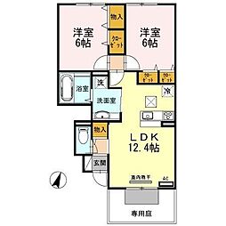 すずらんハイツ 2LDKの間取図画像