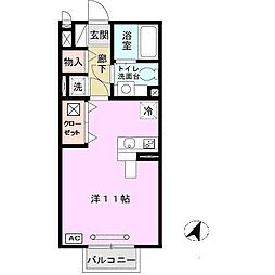 ルナコート ワンルームの間取図画像