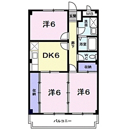 ウエストコートタニガミ 3DKの間取図画像