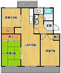 鈴蘭泉台第4ハウス 3LDKの間取図画像