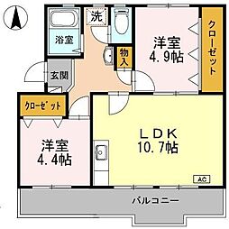 ロイヤルマンション1号棟 2LDKの間取図画像