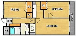 プリマベーラ 2LDKの間取図画像