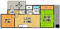 グランドール兵庫 1SDKの間取図画像