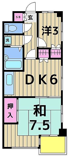 グランベールヨシダ 104｜東京都足立区綾瀬１丁目(賃貸マンション2DK・1階・37.84㎡)の写真 その2