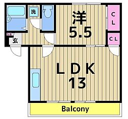 セントクレア 1LDKの間取図画像