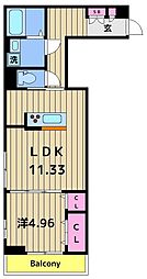 アナシエ亀有 1LDKの間取図画像