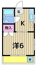 田中マンション 1Kの間取図画像