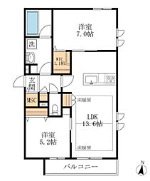へーベルメゾンユーゲントリヒト 2LDKの間取図画像
