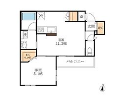 へーベルメゾンディアコート南浦和 1LDKの間取図画像