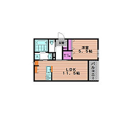 パークヒルズ別所 1LDKの間取図画像