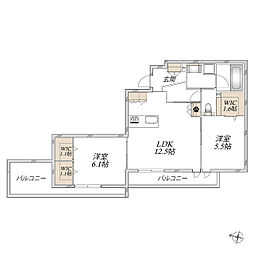 ヘーベルメゾンApartment 3412 2LDKの間取図画像