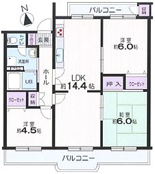 すすき野第2団地 3LDKの間取り