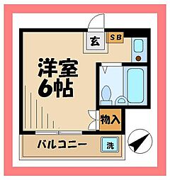 コーポリバーサイド 2階ワンルームの間取り