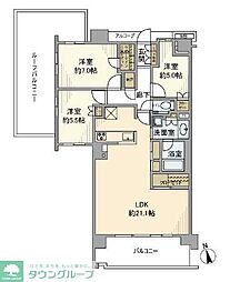 プラウド中野島 3LDKの間取図画像