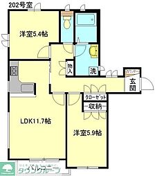 カトルファミーユ 2LDKの間取図画像