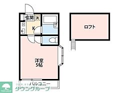 リビエール生田 1Kの間取図画像