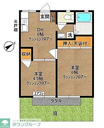 石井ハイツ 2DKの間取図画像