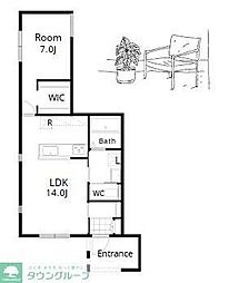 サンフォレスト 1LDKの間取図画像
