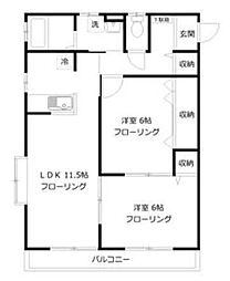 クレールスクエア 2LDKの間取図画像