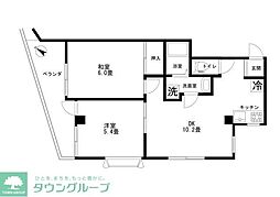 ドメス稲田堤ビル 2DKの間取図画像