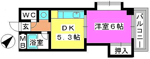 青柳21 201｜福岡県福岡市南区高宮３丁目(賃貸マンション1DK・2階・28.27㎡)の写真 その2