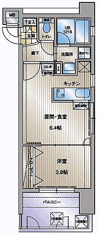 アクタス天神II 208｜福岡県福岡市中央区舞鶴１丁目(賃貸マンション1LDK・2階・30.16㎡)の写真 その2