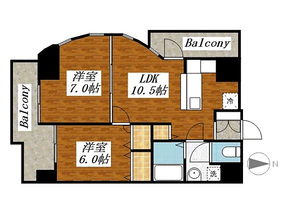 ディーセント天神南 501｜福岡県福岡市中央区今泉２丁目(賃貸マンション2LDK・5階・50.35㎡)の写真 その2