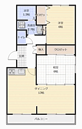 レジデンス宮原 2LDKの間取図画像