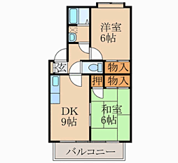 メロディハイツ乙金 2LDKの間取図画像