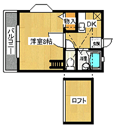 レーベント若久 1Kの間取図画像