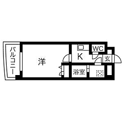 ビエラコート大橋 1Kの間取図画像