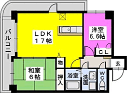 アルカンシェル長丘 2LDKの間取図画像