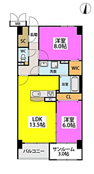 ベガライト別府 2LDKの間取図画像