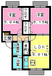 パークサイドY&YA棟 2LDKの間取図画像
