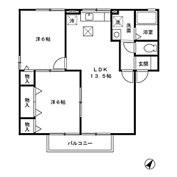 ルミエール藤A 2LDKの間取図画像