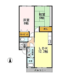ラ・マンダリーヌB 2LDKの間取図画像
