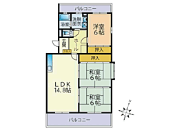 ハイツ宮の前 3LDKの間取図画像