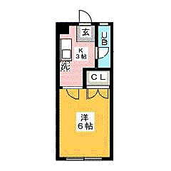 アルテハイム井尻B 1Kの間取図画像