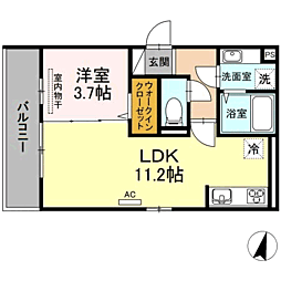 D-room別府 1LDKの間取図画像