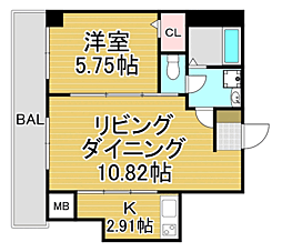 マルコビル平尾 1LDKの間取図画像