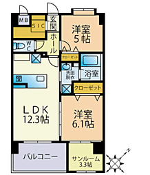 Sun・Blesso塩原 2SLDKの間取図画像