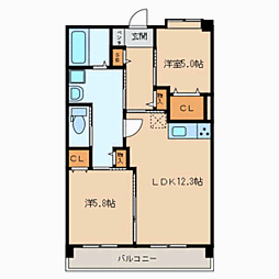 大和 2LDKの間取図画像