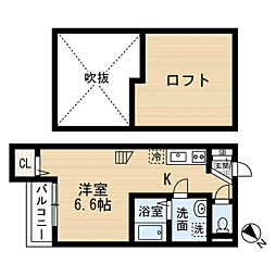 angelica ワンルームの間取図画像