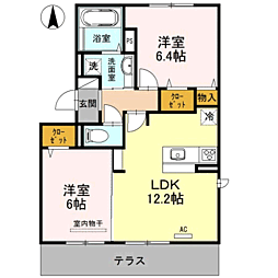 D-roomルーチェ別府 2LDKの間取図画像