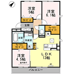 ボヌール・ロジュマンE 3LDKの間取図画像