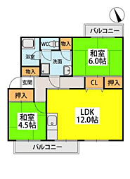権藤ビル 2LDKの間取図画像