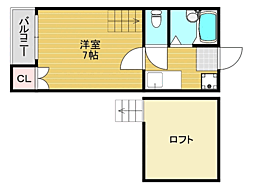 フレンドヒルズ1 1Kの間取図画像