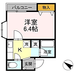 ドリームクローバー 1Kの間取図画像