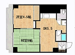 南博多パールシャトー 2DKの間取図画像