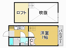ミューエクセル別府 1Kの間取図画像